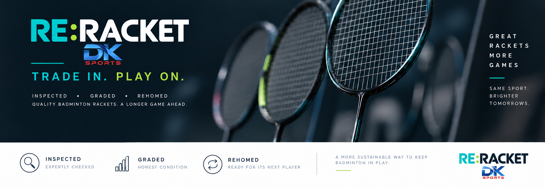RE:Racket by DK Sports. Trade in. Play on. Badminton rackets inspected, graded and rehomed.